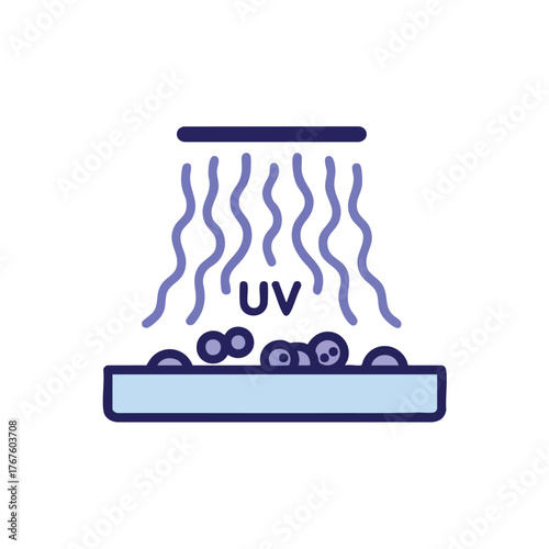 of UV light shining down on objects, implying sterilization.