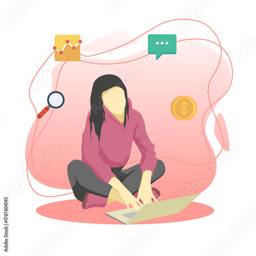 Work at home flat style Illustration