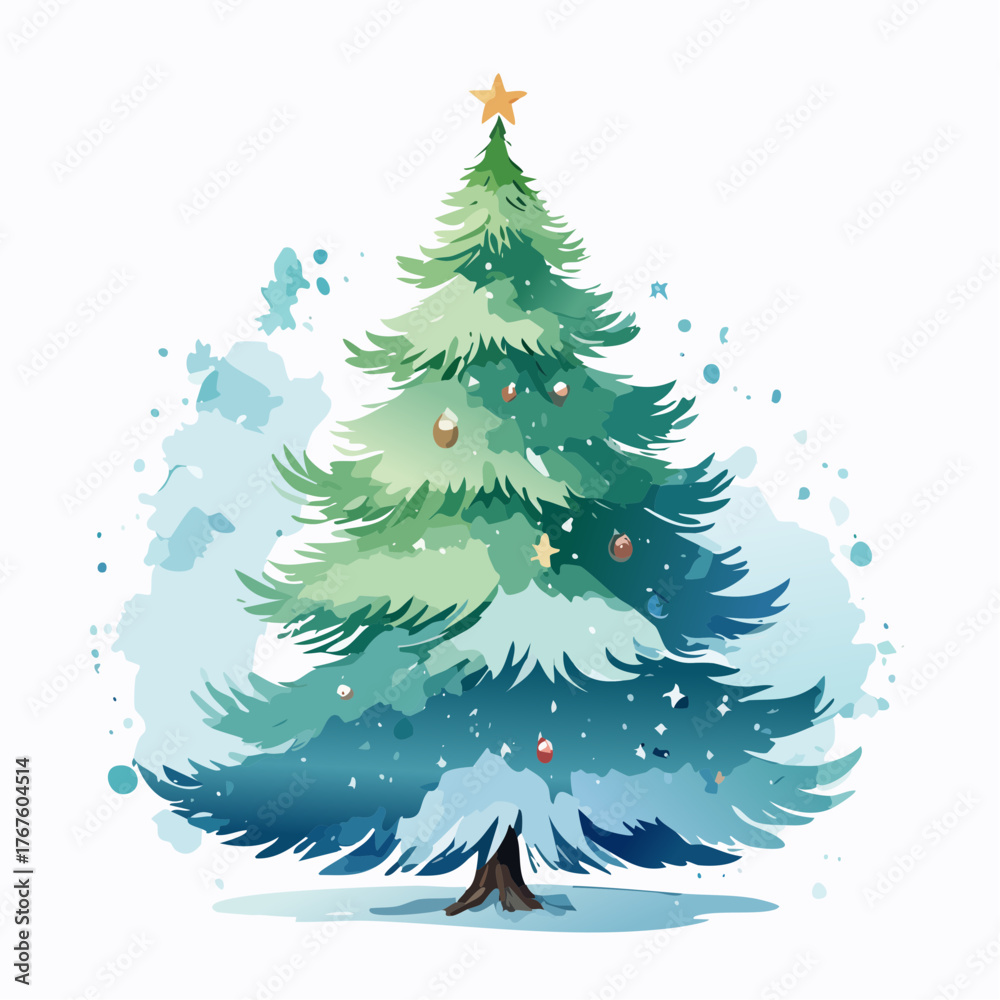 Obraz premium Christmas tree with ornaments and star with transparent background