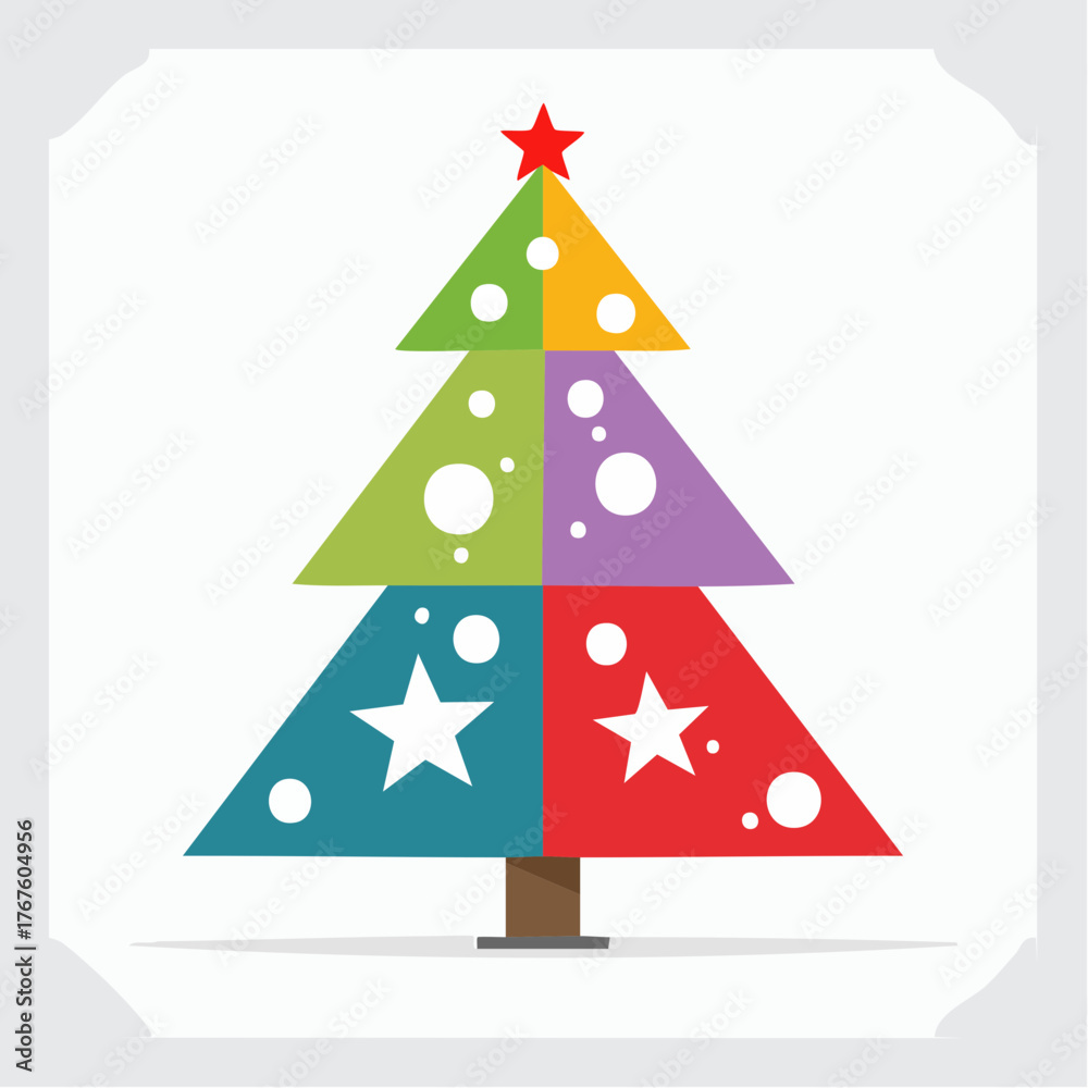 Fototapeta premium Colorful Christmas tree with transparent background