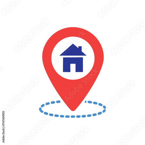 A map pin with a house icon inside, indicating a location.