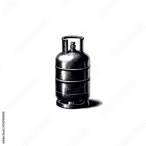 gas cylinders black white hand drawn illustration