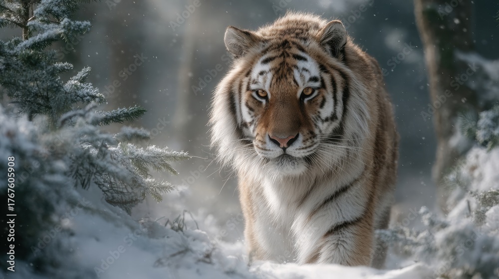 Obraz premium a siberian tiger on the snow