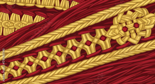 Detailed Weaving and Embroidery on Traditional Omani Textile Background