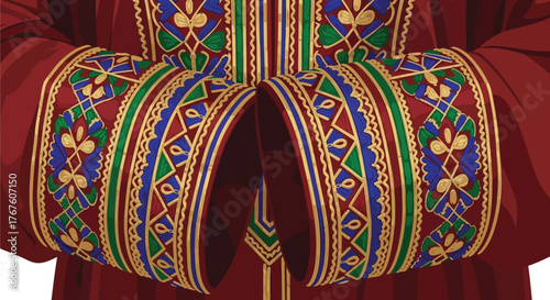 Intricate Embroidery Detail on Traditional Omani Dishdasha Sleeves and Collar