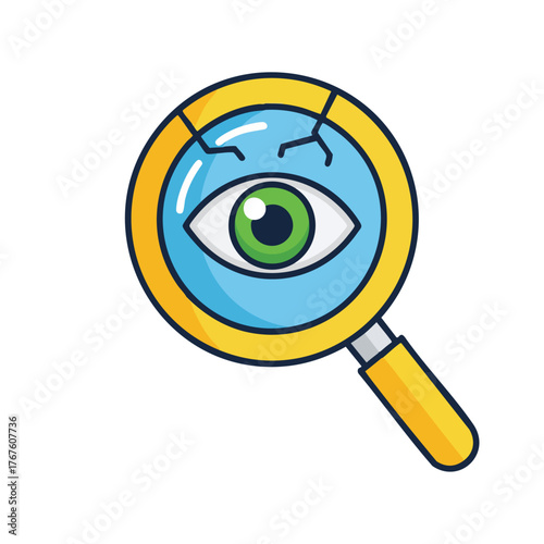 Magnifying glass with an eye inside, symbolizing observation and scrutiny.