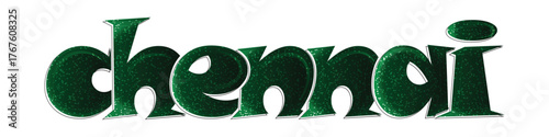 Chennai Green Text Effect, Eco Typography Design, Tamil Nadu City Vector