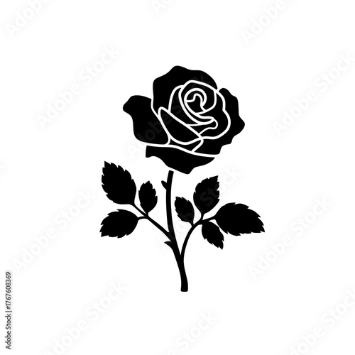 Elegant Rose Silhouette Vector Illustration for Design Projects