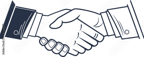 Handshake line art partnership, trust, and teamwork. Professional business agreement concept in modern outline style. Perfect vector for corporate, contract, and collaboration design.