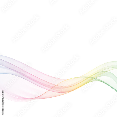Horizontal abstract wave of rainbow color gradient on a clean isolated white background. Eps 10