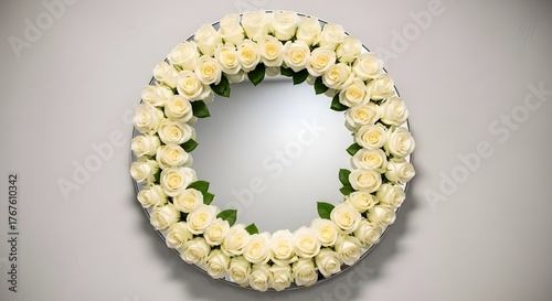 Cermin bundar dengan kembang mawar