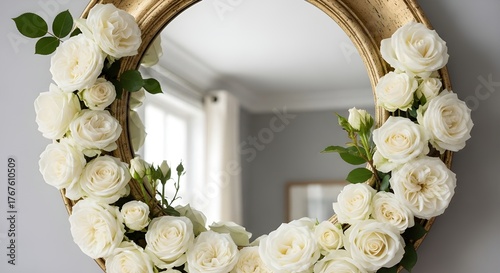 Cermin dengan diyempel bunga mawar 