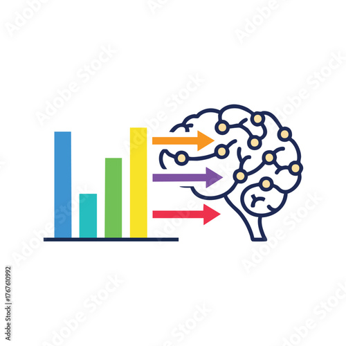 of a brain receiving data from a bar chart.