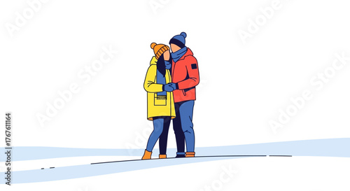 Loving Embrace A Cozy Winter Moment of a Couple in Warm Clothing Outdoors