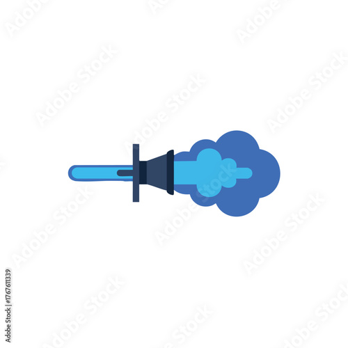 Abstract of a blue element emitting smoke.