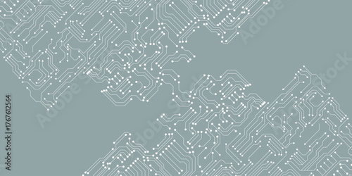 White technology on light blue background.