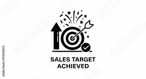 Celebrate hitting sales targets with a bullseye arrow and achievement checkmark
