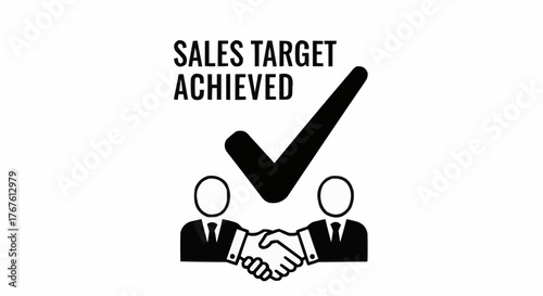 Successful business partners celebrate achieving sales targets with a triumphant handshake