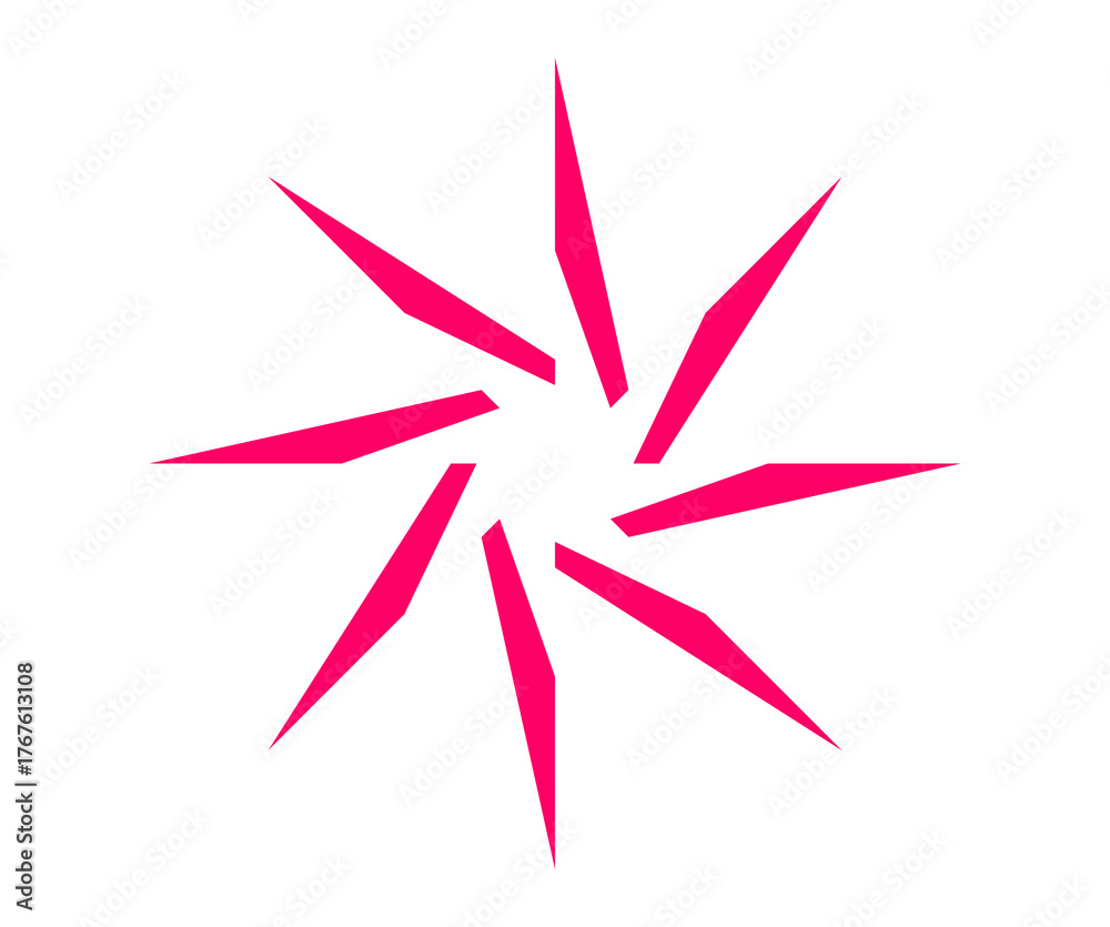 Fototapeta premium Pink sharp starburst explosion shape with pointed rays, dynamic comic-style highlight element