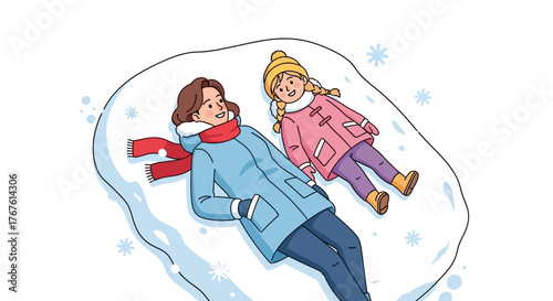 Mother and Daughter Playing in the Snow A Heartwarming Winter Scene