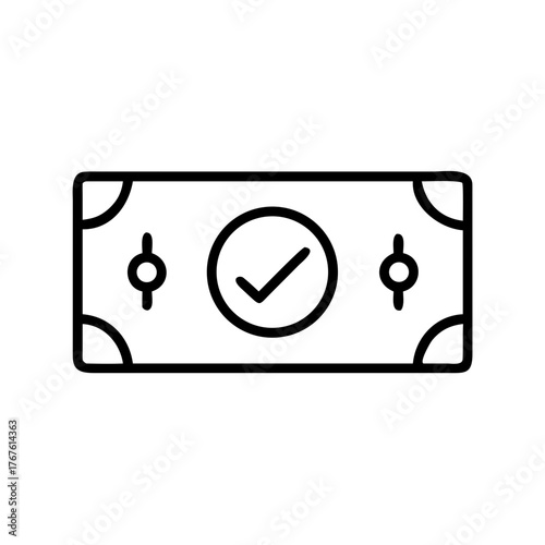A detailed close up image of a bank note with checkmark