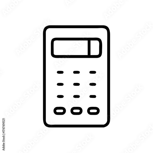 Minimal outline vector of a calculator displaying a soft blue design