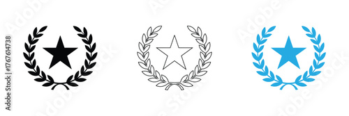 Classic star and laurel wreath icons representing achievement and excellence. Perfect for awards, emblems, or adding a touch of prestige to your creative projects.