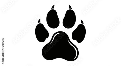 Illustration of a black animal paw print with distinct toes on a white background vector image
