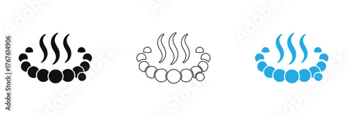 Unwind with these minimalist hot tub icons. Available in black, outline, and blue, offering a tranquil aesthetic perfect for spa promotions or wellness designs.