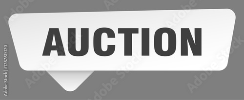 auction sign. auction white sticker isolated on gray background