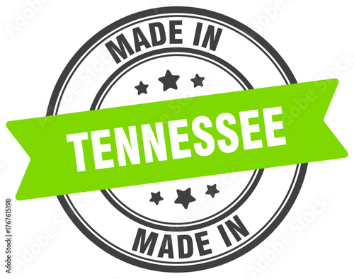 Made in Tennessee round sign. Made in Tennessee stamp.