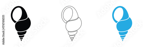 Discover versatile seashell icons in black, outline, and vibrant blue, ideal for creating stunning coastal designs, marine themes, and summer projects.