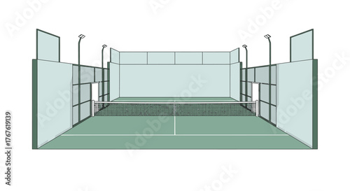 Padel Court Illustration - A Detailed View of the Playing Field.