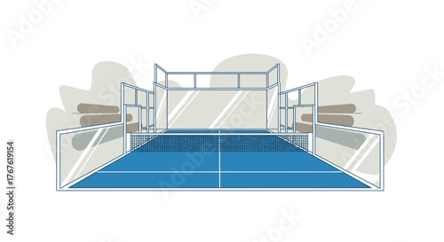 Padel Court Illustration - A Modern Sports Facility.
