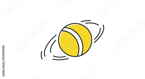 Spinning Yellow Ball with White Stripe and Motion Lines.