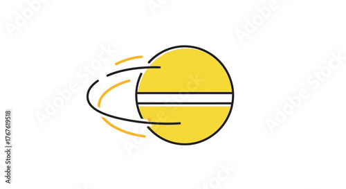 Stylized Yellow Ball with Motion Lines for Sports or Game Icon.