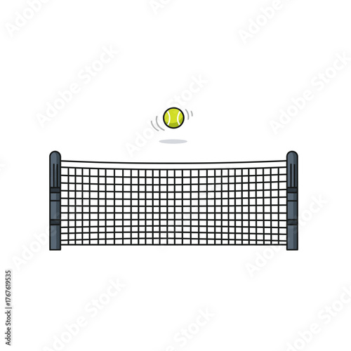 Tennis Net with Ball Illustration.