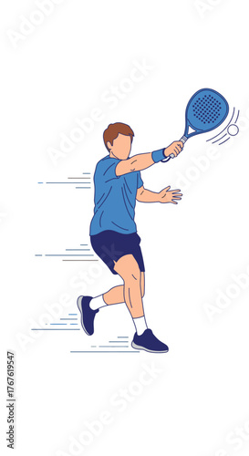 Tennis Player in Action - Forehand Stroke with Speed Lines.