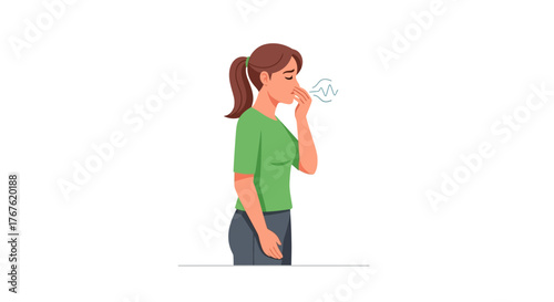 Woman Sneezing Vector Illustration – Portrait of a Sick Person With Health Problems