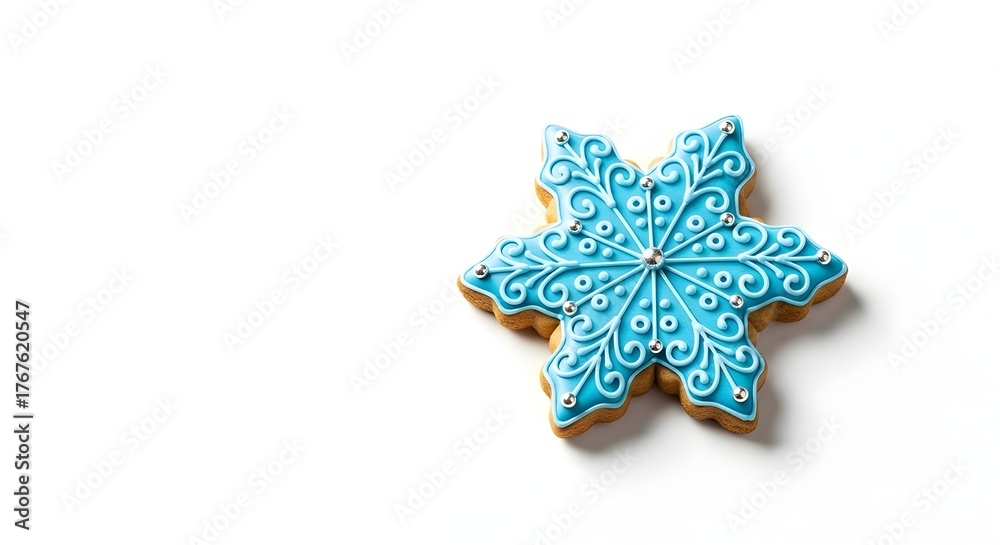 Obraz premium Snowflake Cookie on White Background