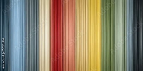 Abstract vertical lines in various colors including blue cream red orange yellow green and grey