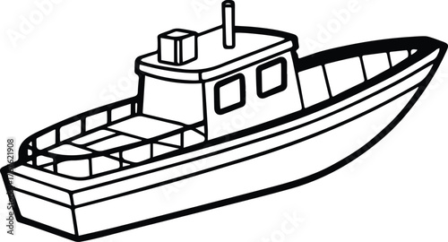 utility boat outline vector for marine service design
