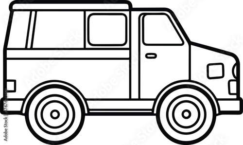 utility truck outline vector for industrial and transport design