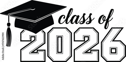 Class of 2026 graduation cap vector illustration scalable eps for educational design