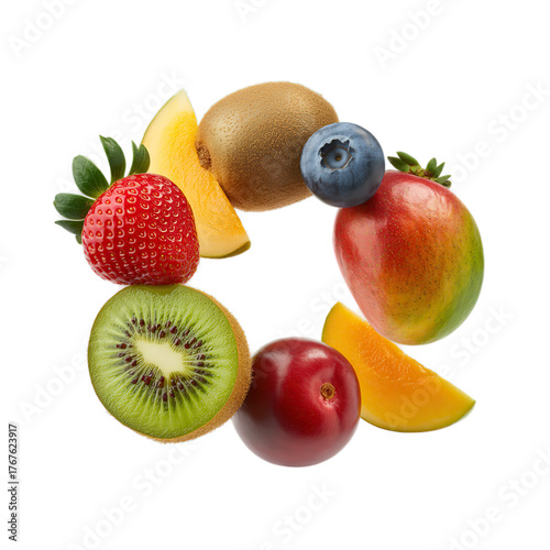 fresh fruits isolated on white background