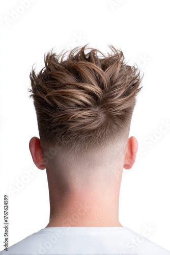 Trendy Short Haircut with Layered Texture and Faded Back View