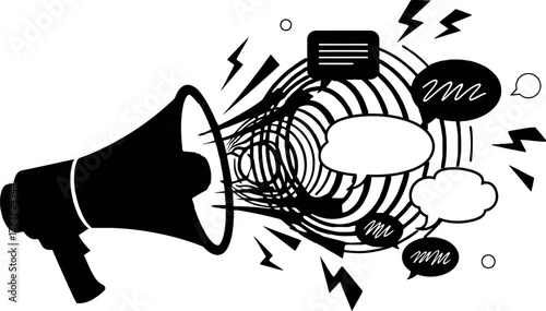 Megaphone communication announcement marketing public relations voice promotion icon