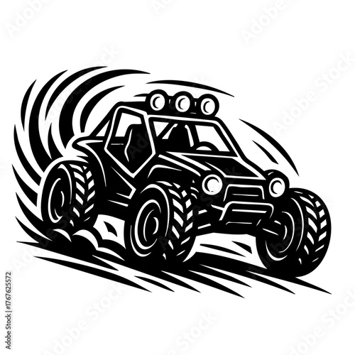 dune buggy drifting on sand
