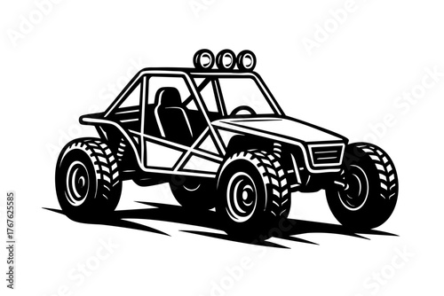 classic dune buggy side view, exposed frame