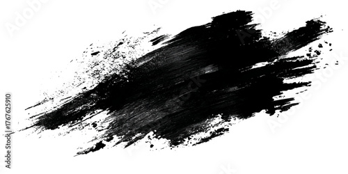 Abstract grunge brush stroke paint blot rough black texture .banner design artistic dirty splatter background .hand drawn ink stroke element for creative layout and artwork .